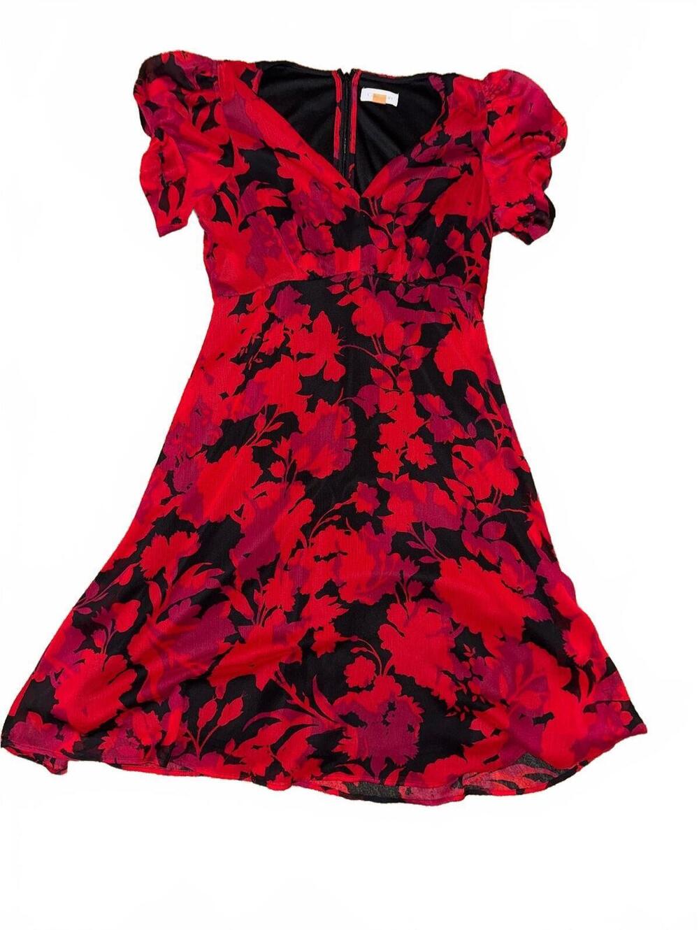 Calvin Klein Red And Black Floral Dress Size 4